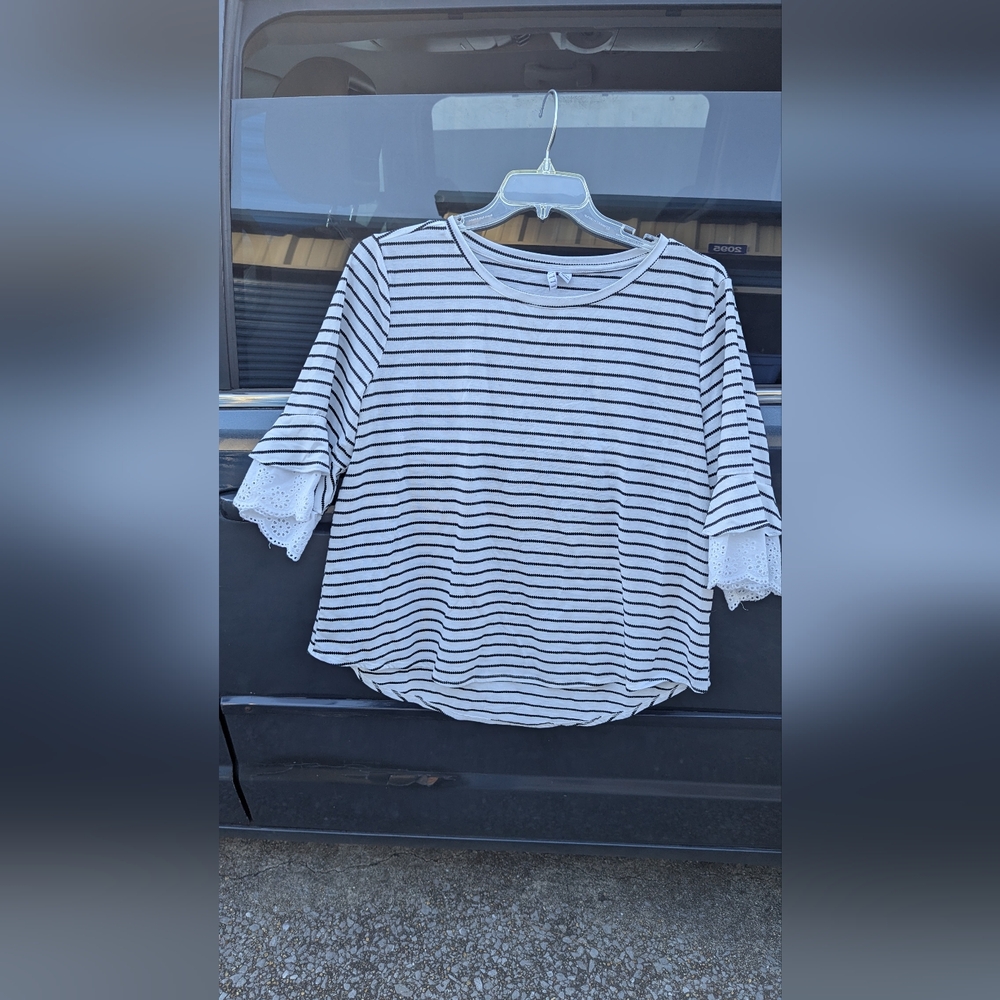 Striped Black and White Women's Top